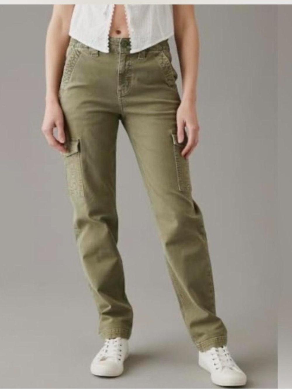 American Eagle Olive green Cargo Women’s Jeans Casual High-Rise Utility Pants 2